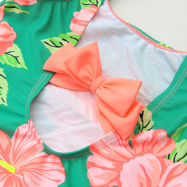 Costum de baie intreg pentru fete cu model floral