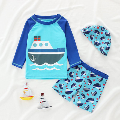 Costum de baie copii pentru baieti in trei parti in mai multe modele