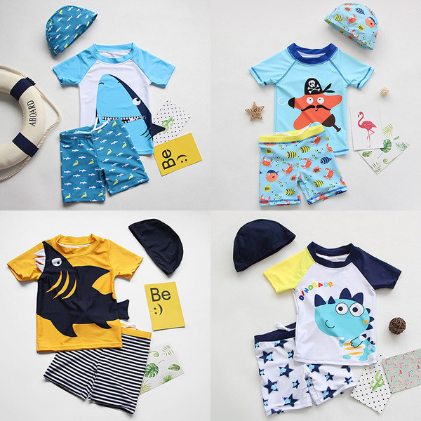 Costum de baie copii pentru baieti in trei parti in mai multe modele