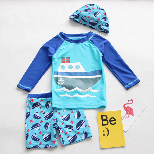 Costum de baie copii pentru baieti in trei parti in mai multe modele