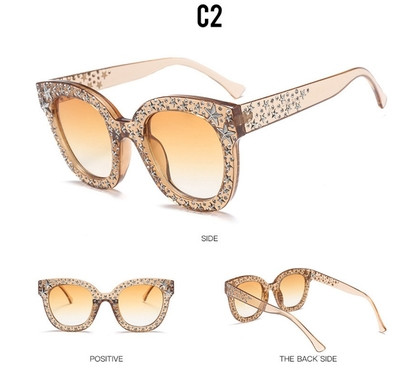 Γυναικεία μοντέρνα γυαλιά σε τετράγωνη μορφή με μεταλλική διακόσμηση