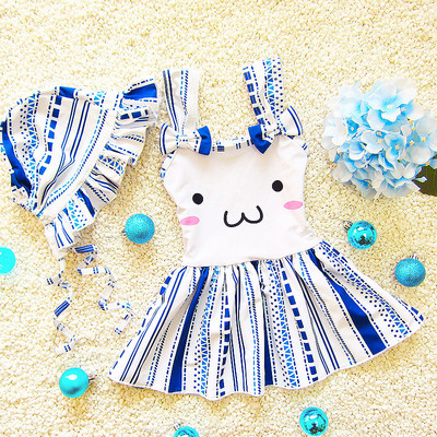 Παιδικό μαγιό σε δύο χρώματα με τρισδιάστατα στοιχεία και εκτύπωση