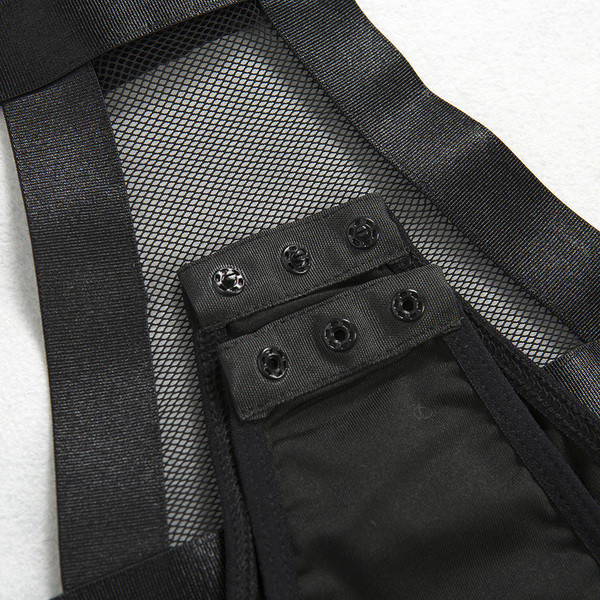 Costum de baie elegant pentru femei - croit puternic cu motive transparente și panglici