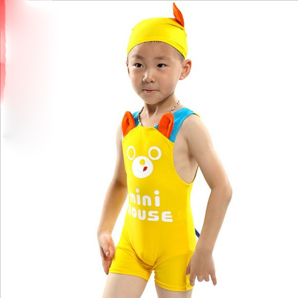 Μαγιό για αγόρια με καπέλο και δίχρωμη εφαρμογή