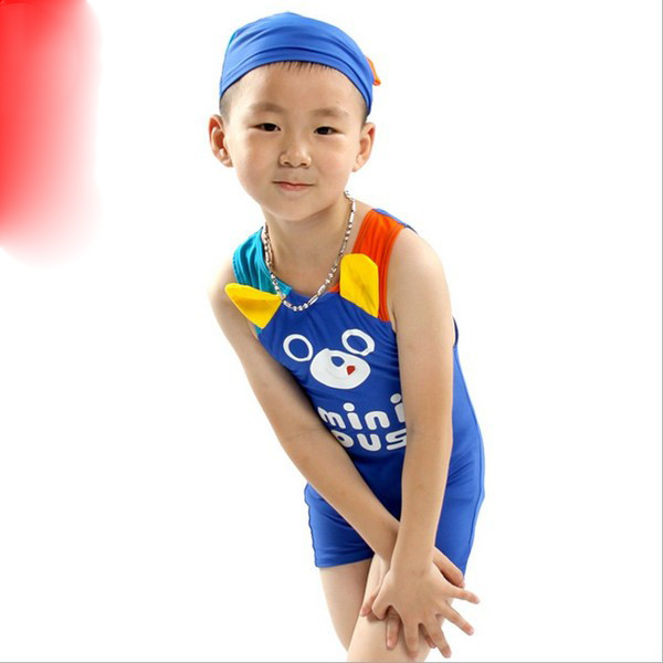 Μαγιό για αγόρια με καπέλο και δίχρωμη εφαρμογή