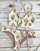 Costum de baie de damă din două piese cu imprimeu și căptușeală