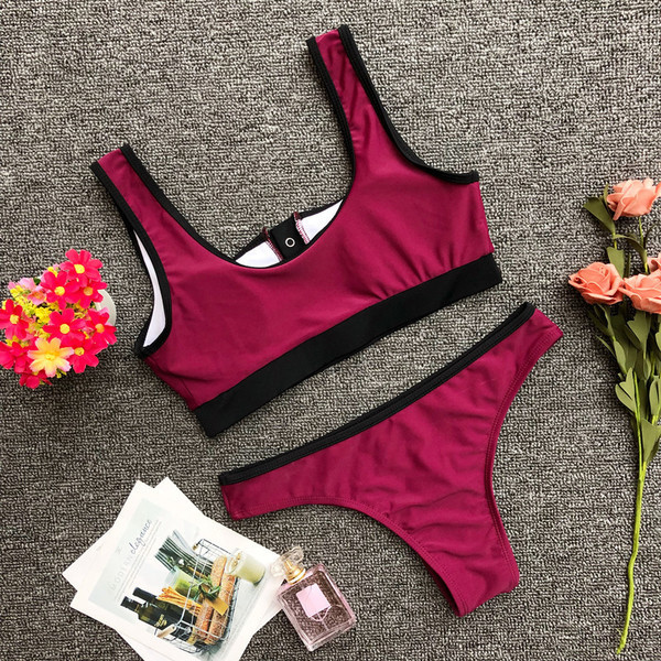 Costum de baie dama in doua parti - model simplu, cu nasturi, in patru culori