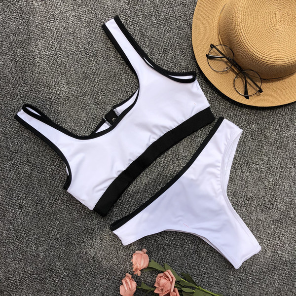 Costum de baie dama in doua parti - model simplu, cu nasturi, in patru culori