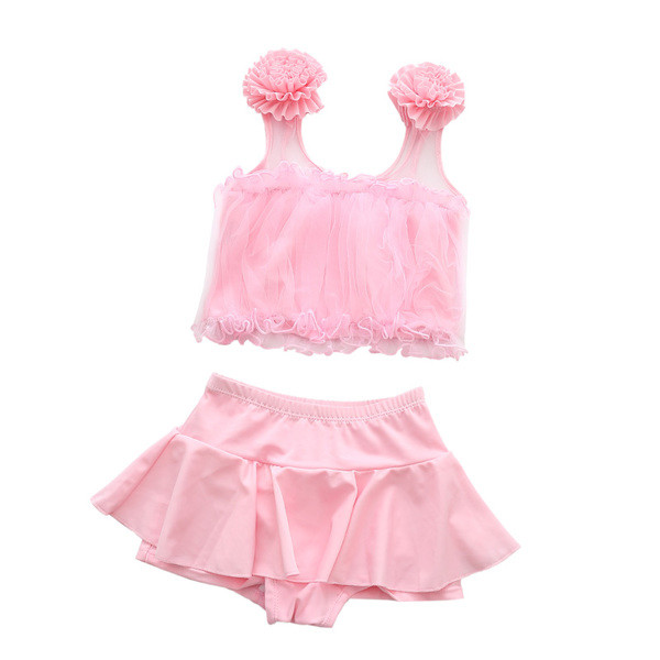 Gyerek fürdőruha lányoknak két órától tüll és virág motívumokkal