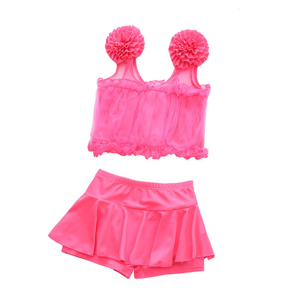 Gyerek fürdőruha lányoknak két órától tüll és virág motívumokkal