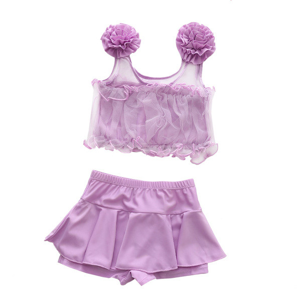 Gyerek fürdőruha lányoknak két órától tüll és virág motívumokkal