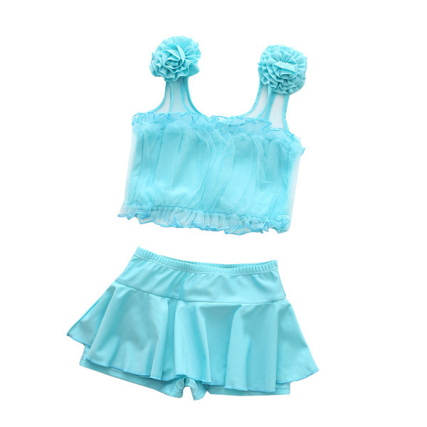 Gyerek fürdőruha lányoknak két órától tüll és virág motívumokkal