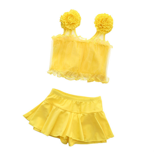 Gyerek fürdőruha lányoknak két órától tüll és virág motívumokkal