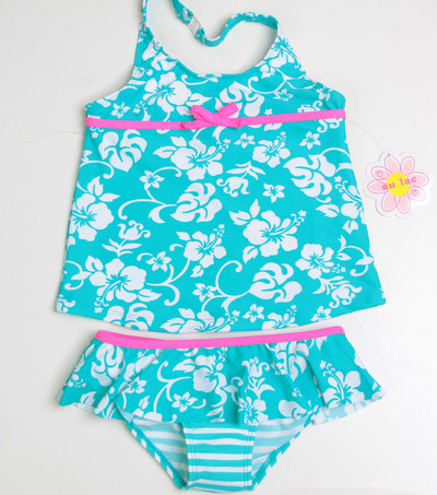 Costum de baie pentru copii din două părți cu motive florale