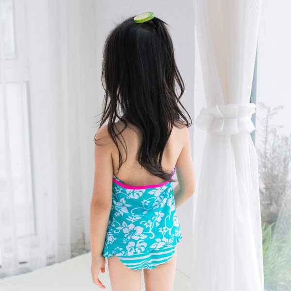 Costum de baie pentru copii din două părți cu motive florale