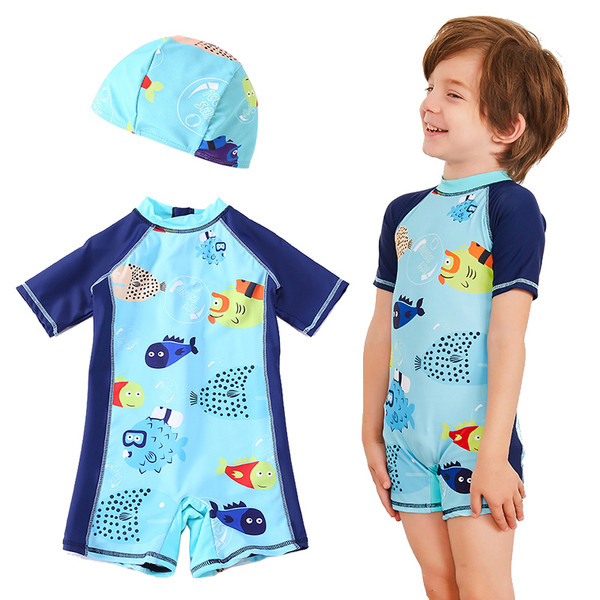 Costum de baie intreg pentru baieti cu aplicatie