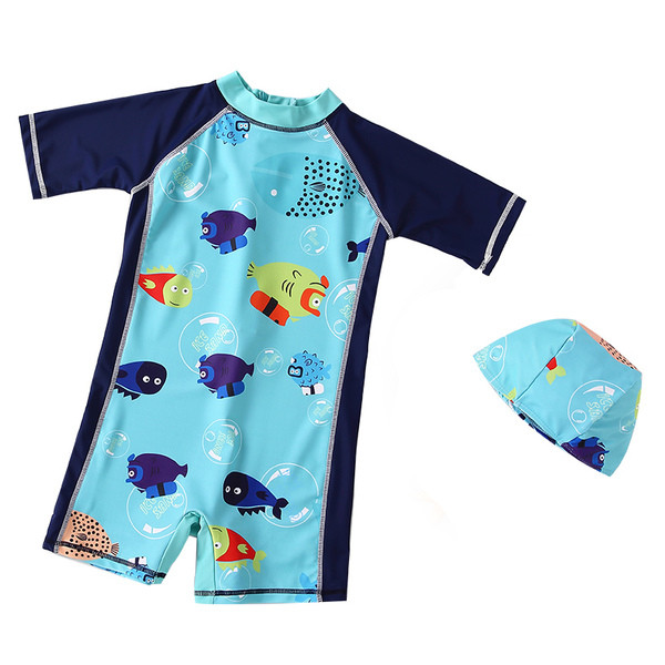 Costum de baie intreg pentru baieti cu aplicatie