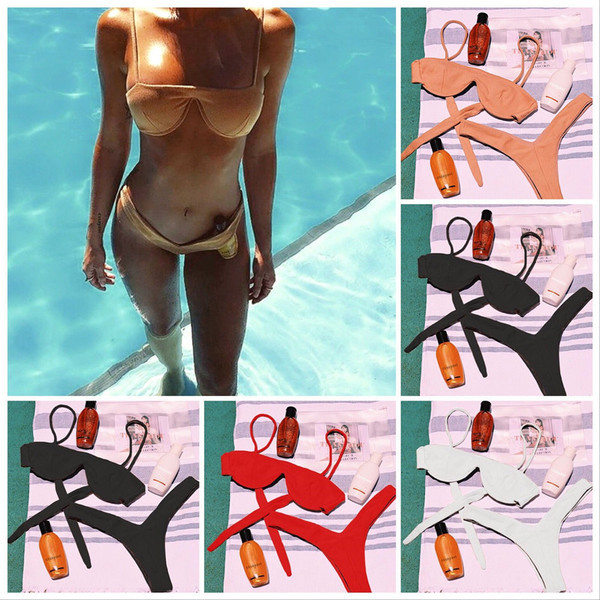 Modern női fürdőruha két részből, több színben