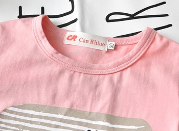 Ежедневна детска тениска за момичета с щампа в три цвята
