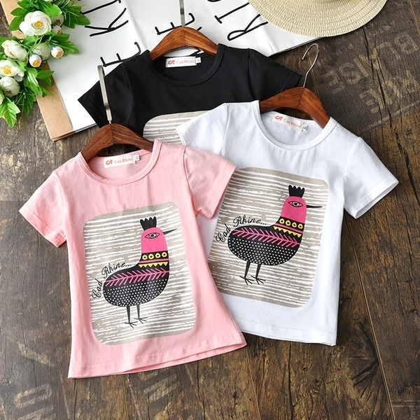 Tricou pentru copii de zi cu zi pentru fete cu imprimeu in trei culori