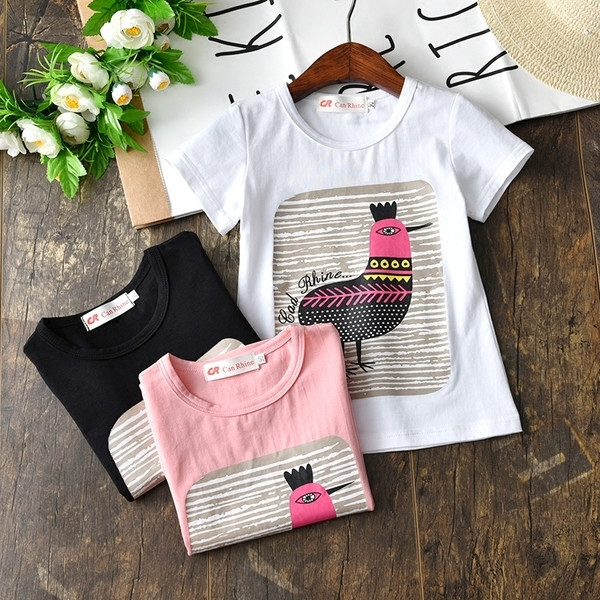 Tricou pentru copii de zi cu zi pentru fete cu imprimeu in trei culori