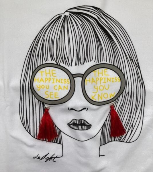 Tricou casual dama alb cu aplicatie