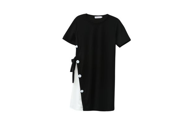 Rochie de dama in trei culori cu nasturi de decor