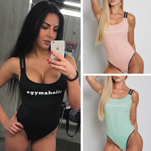 2018-as női teljes fürdőruha három színben felirattal és széles pántokkal