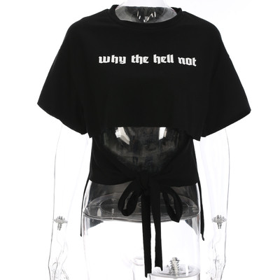 Tricou casual de damă în negru cu inscripție