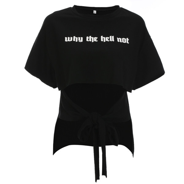 Tricou casual de damă în negru cu inscripție