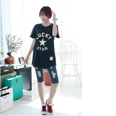 Γυναικείο βαμβακερό μπλουζάκι με  κοντό μανίκι σε δύο χρώματα με επιγραφή