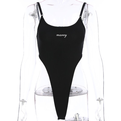 Дамско модерно боди в черен цвят и силно изрязано