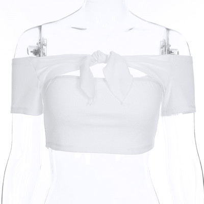 Κομψό σύντομο γυναικείο πουκάμισο με κορδέλα