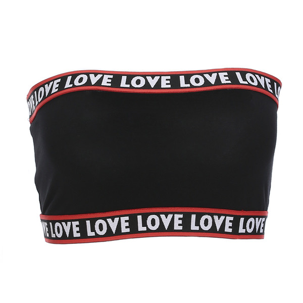 Bustieră sport și de zi cu zi pentru femei, în negru, cu inscripție