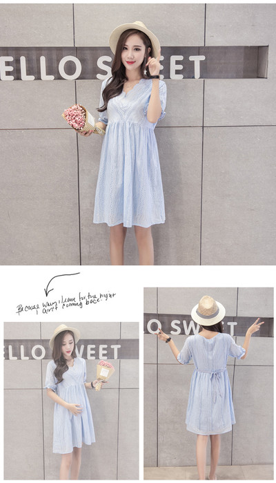 Rochie de maternitate cu decolteu in V in trei culori