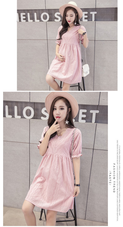 Rochie de maternitate cu decolteu in V in trei culori