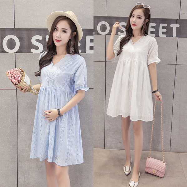 Rochie de maternitate cu decolteu in V in trei culori