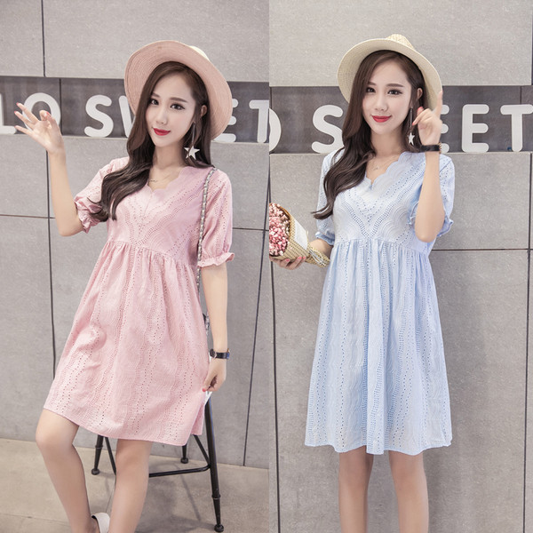 Rochie de maternitate cu decolteu in V in trei culori