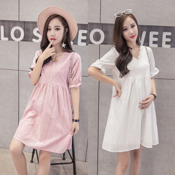 Rochie de maternitate cu decolteu in V in trei culori