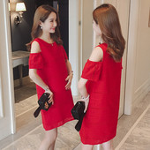 Rochie roșie elegantă pentru gravide