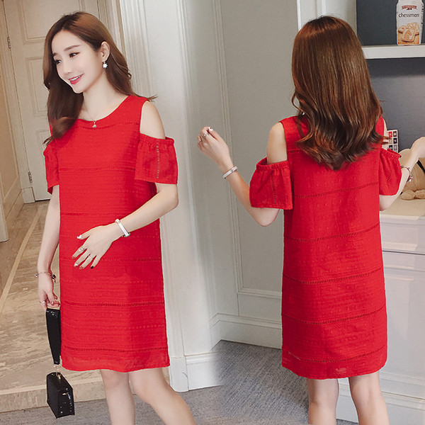 Rochie roșie elegantă pentru gravide