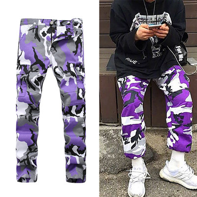 Ανδρικά πολύχρωμα  τζιν ευρύ μοτίβο