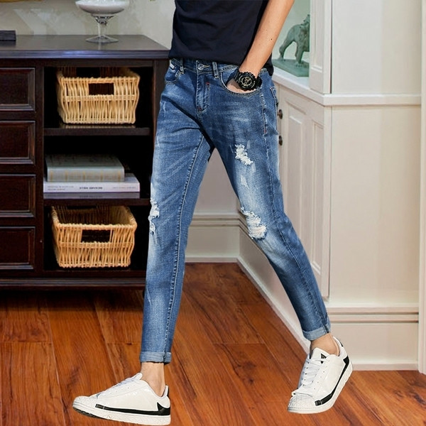 Új modell nyári férfi farmer modell Slim