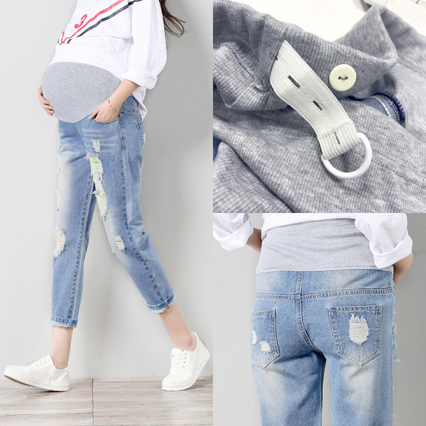 7/8 разръфани дънки за бременни жени в два цвята