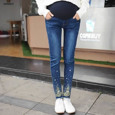 Τζιν για εγκύους με διακοσμητικά βότσαλα σε δύο χρώματα