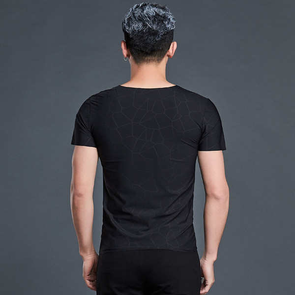 Tricou pentru bărbați cu decolteu fără sudură în formă de V în două culori