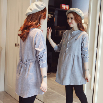 Cămașă cu mâneci lungi și broderie pentru gravide