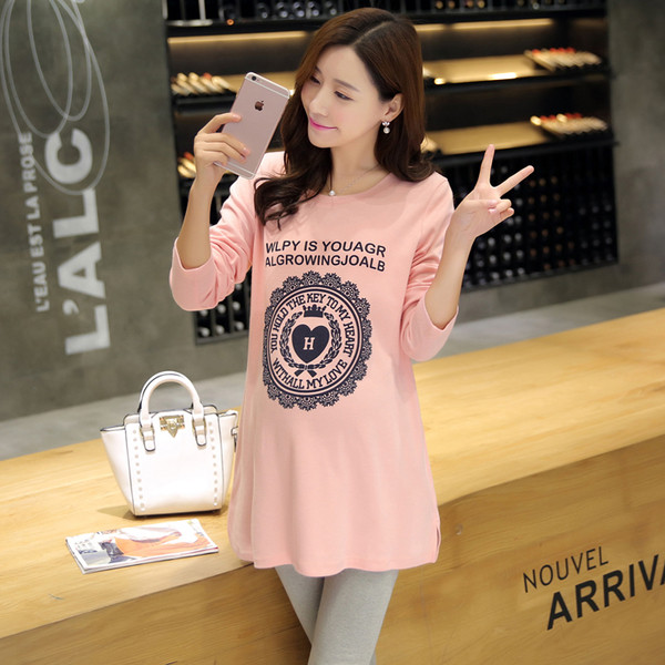 Ροζ μπλούζα με μακριά μανίκια για τις έγκυες γυναίκες σε δύο χρώματα