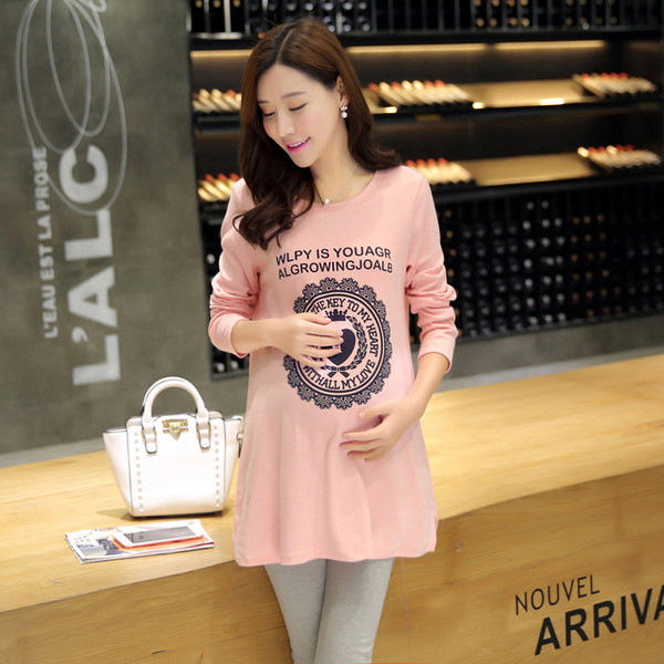 Ροζ μπλούζα με μακριά μανίκια για τις έγκυες γυναίκες σε δύο χρώματα