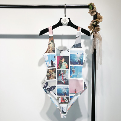 Costum de baie plin colorat de damă în trei imprimeuri diferite